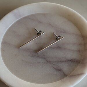 Minimalist Sterling Silver Bar Stud Earrings